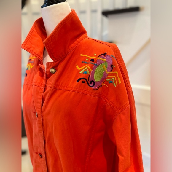 90's Unique Orange Graphic Jacket by IB Diffusion Size 14 - Picture 7 of 14